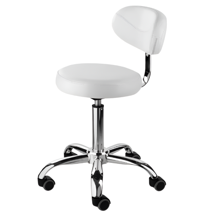 Silla hidráulica blanca con base de 5 ruedas