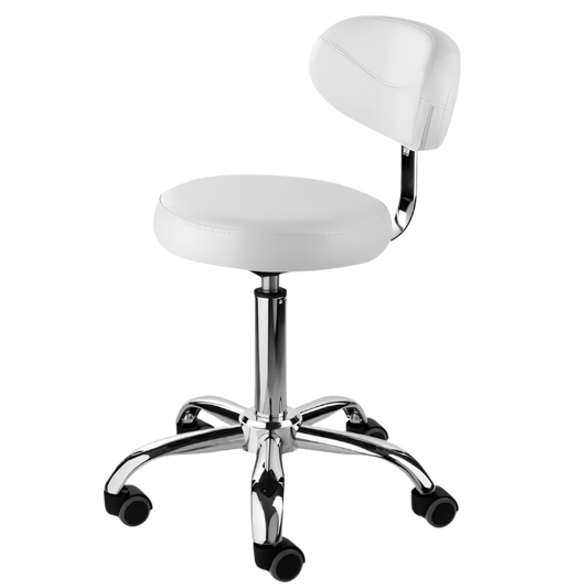 Silla hidráulica blanca con base de 5 ruedas