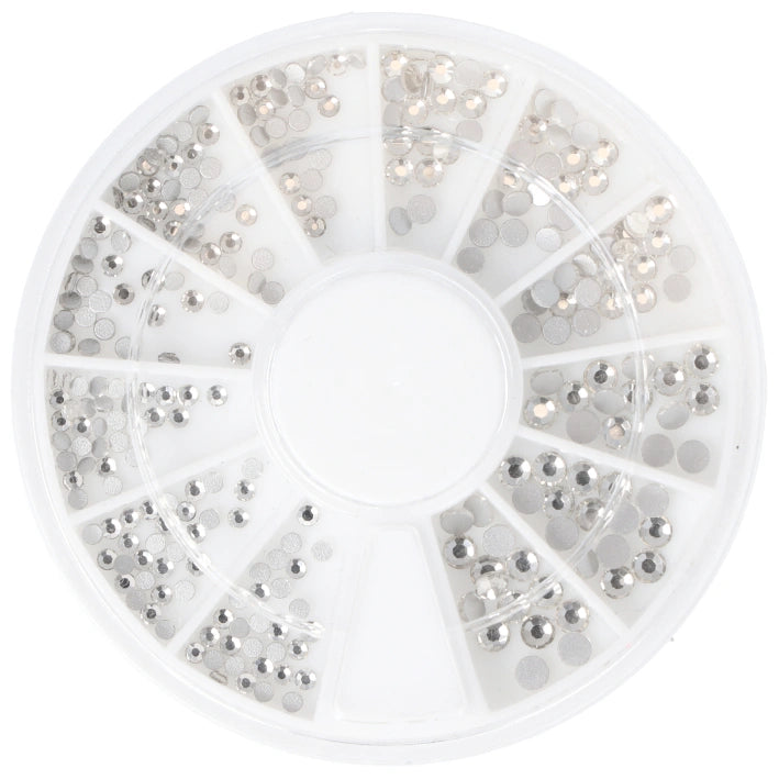 Silver rhinestones nail decoration, 144 pcs.