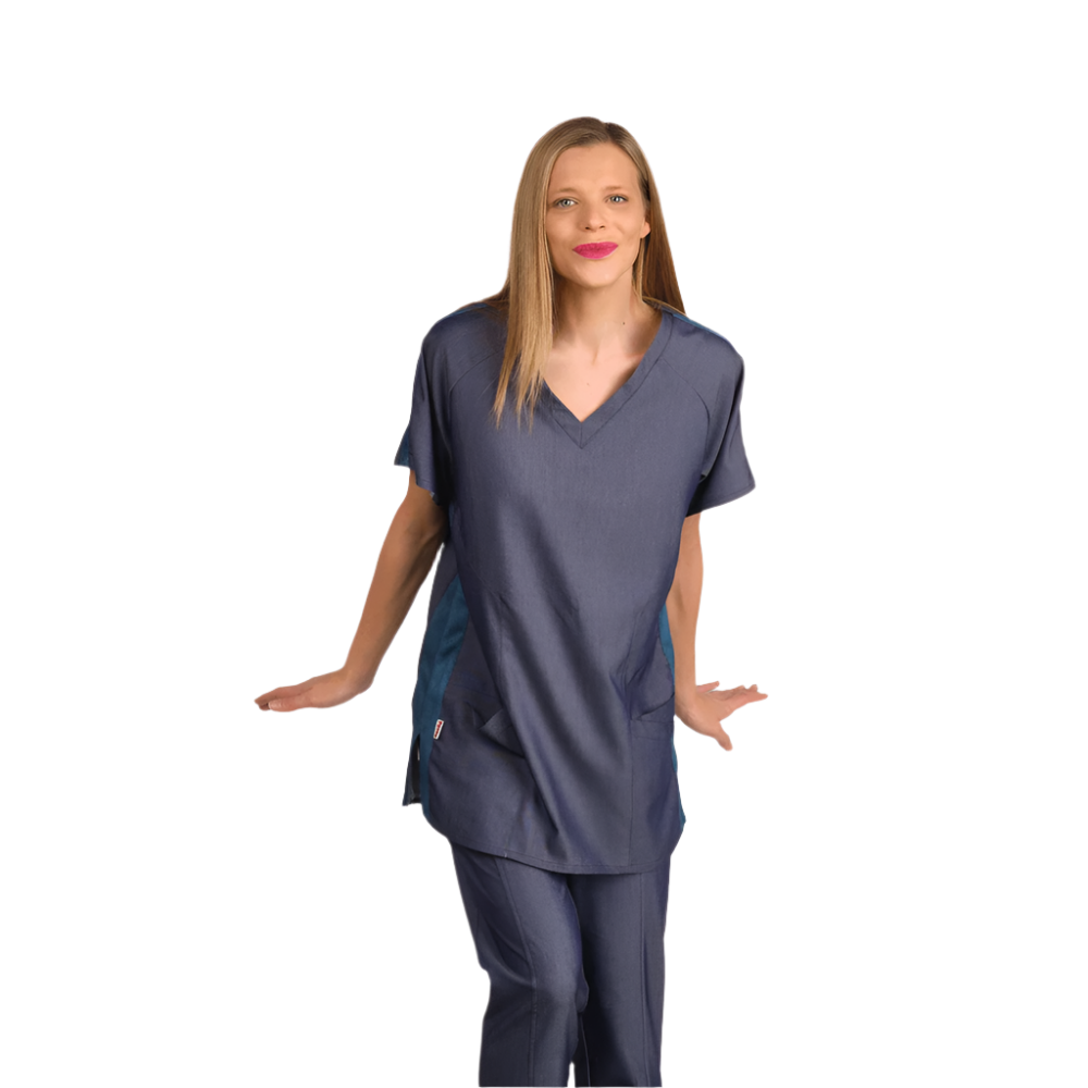 Casaca cuello pico tejano licra