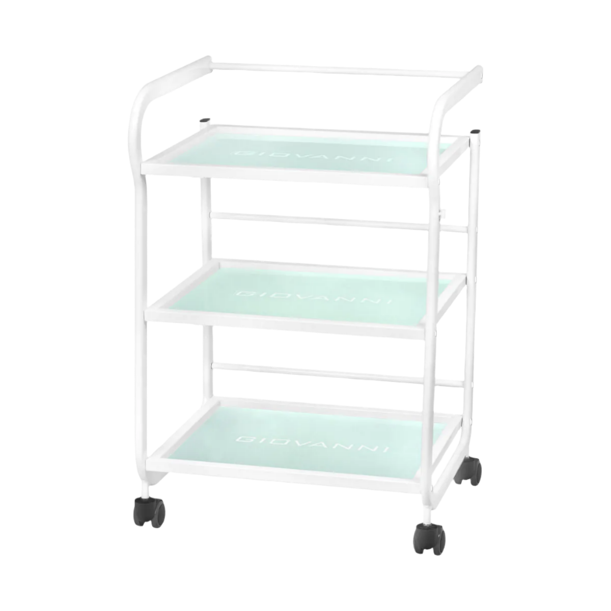 Carrito auxiliar de estética con estanterías de cristal