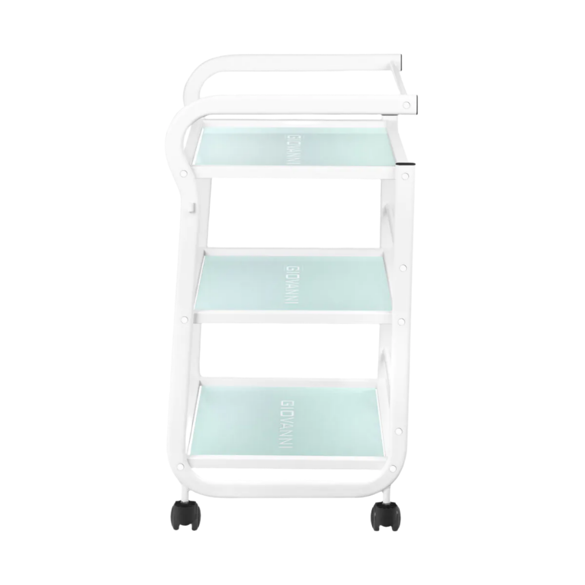Carrito auxiliar de estética con estanterías de cristal