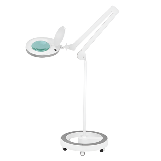 Lámpara LED Circular con Lupa de 5 Dioptrías – Con Pie y Brazo Articulado para Precisión