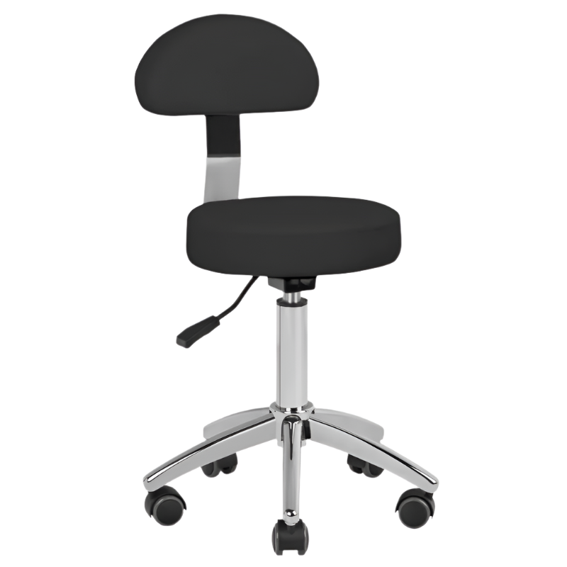 Silla negra hidráulica con respaldo y base de 5 ruedas