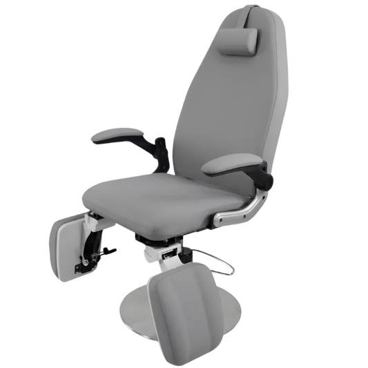 Sillón de Pedicura Moderno con Base de Acero Inoxidable y Ajuste Hidráulico, color gris