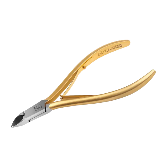 Alicates para Cutículas Nghia Evo 07 | Tamaño 14 (6 mm), Acero Quirúrgico y Mango Bañado en Oro