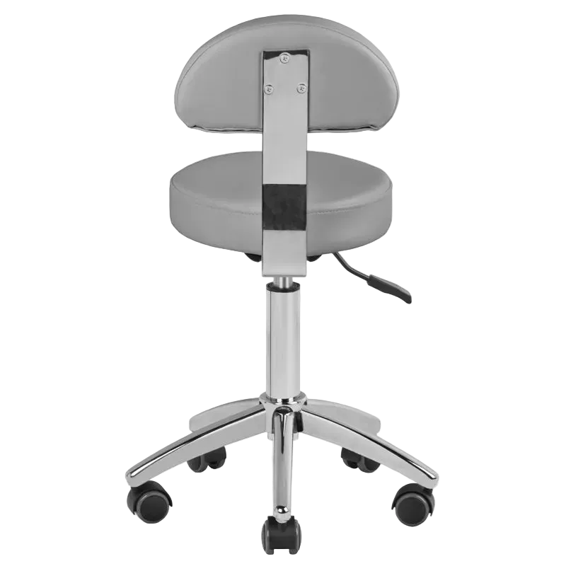 Silla hidráulica gris con respaldo y base de 5 ruedas