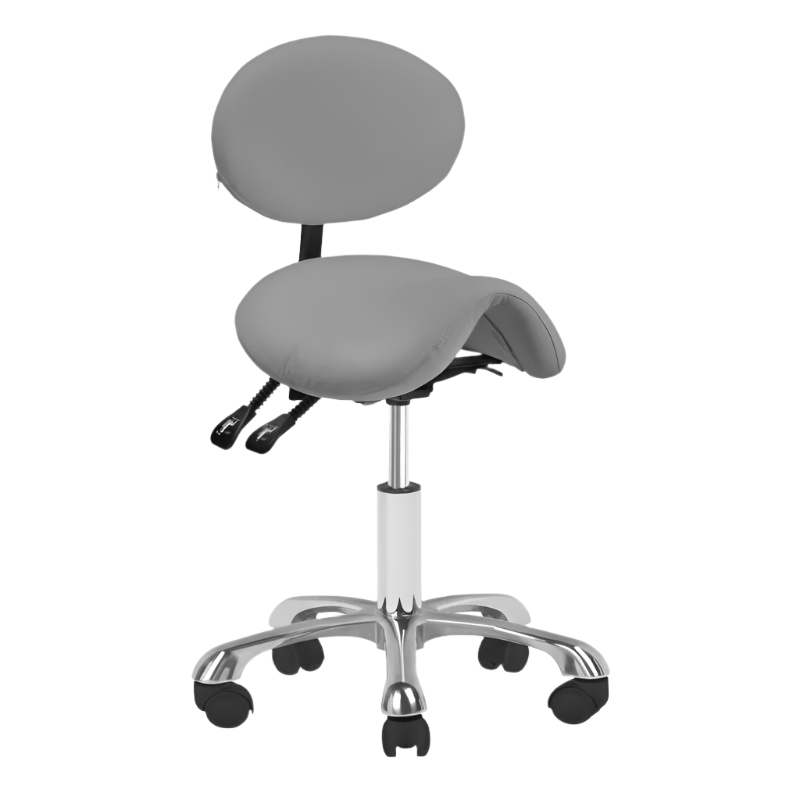 Silla rodeo ergonómica blanca ajustable de respaldo, asiento e inclinación con base de 5 ruedas
