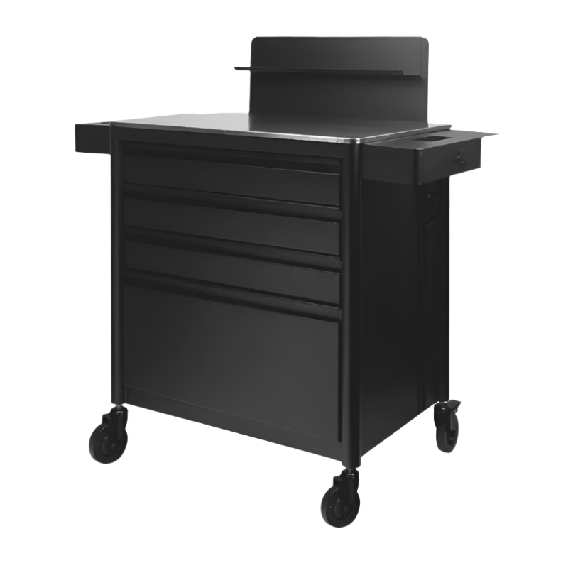 Carrito auxiliar negro Pro Ink con enchufe integrado