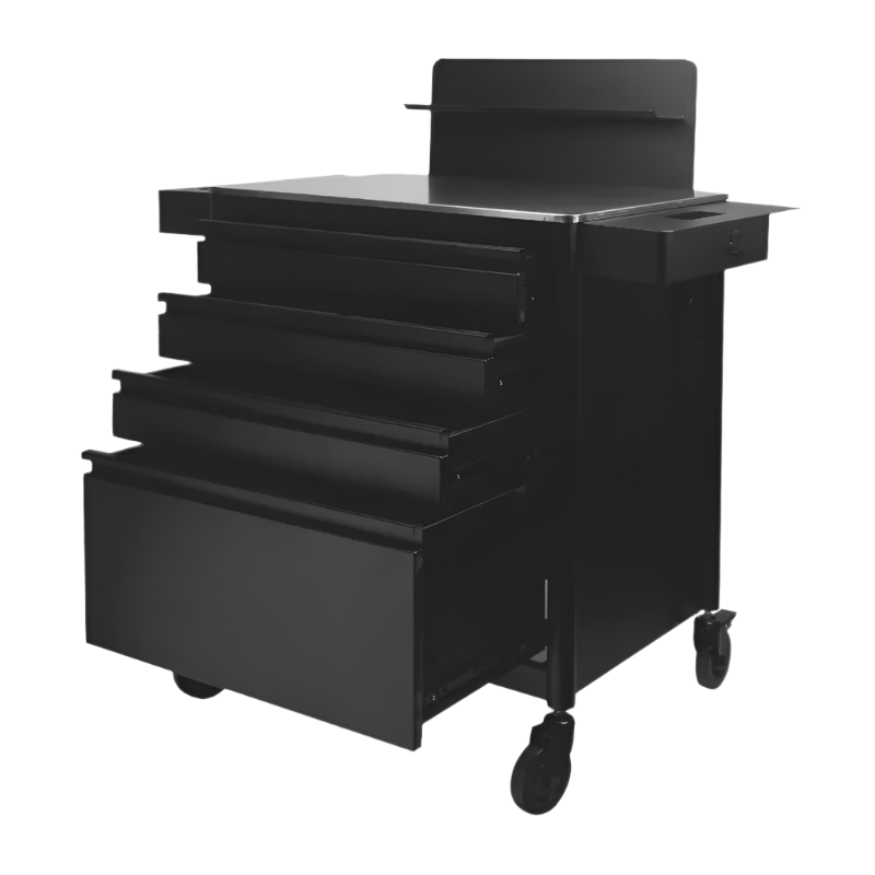 Carrito auxiliar negro Pro Ink con enchufe integrado