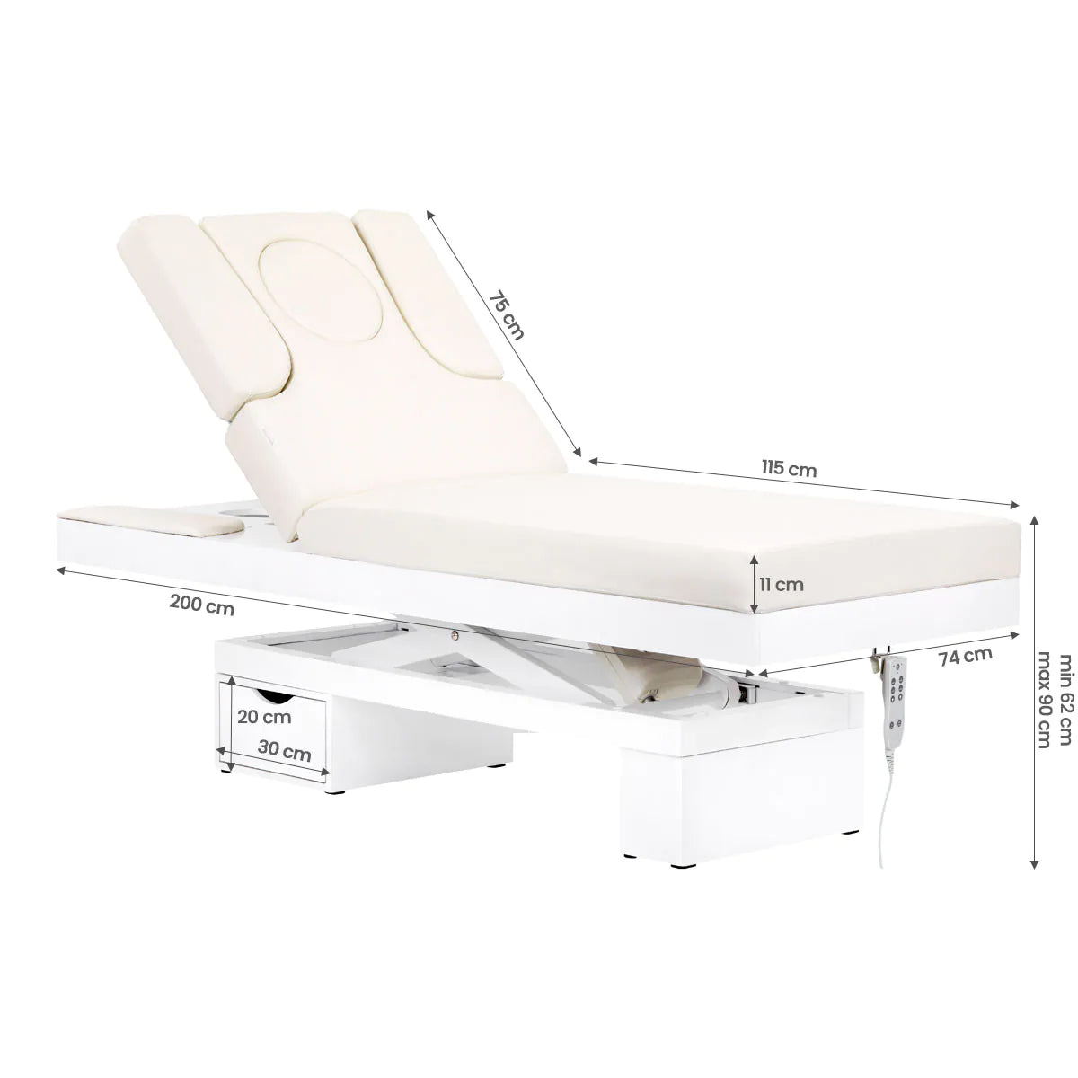 Spa cosmetic bed Azzurro 815B glowing white heated