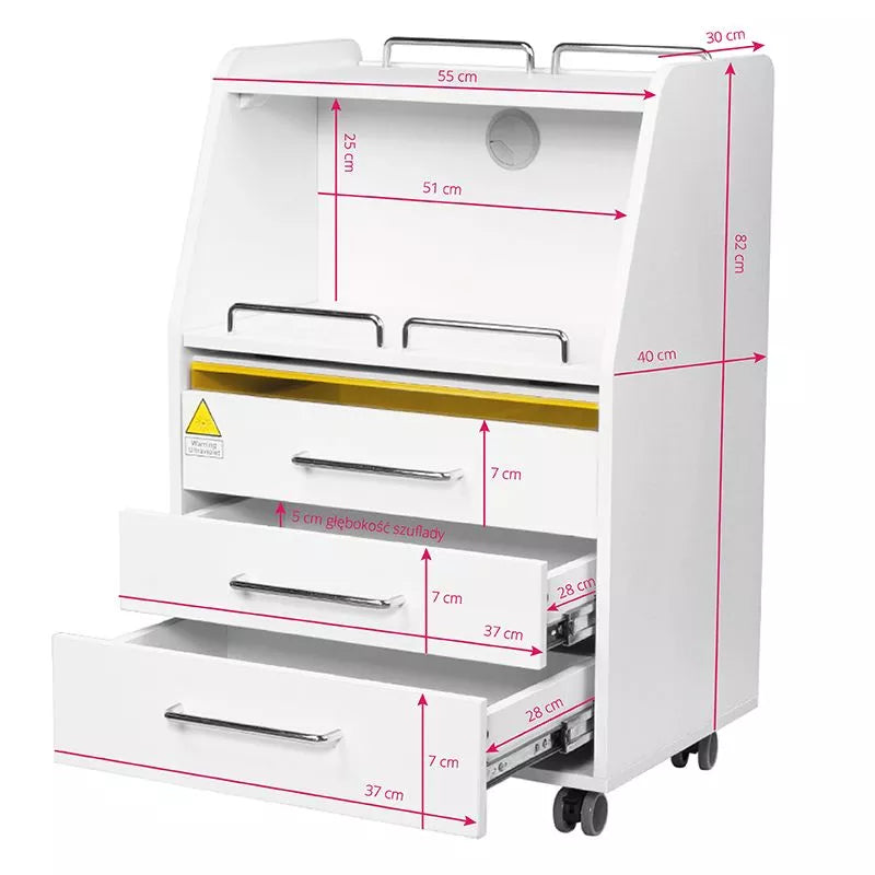 Carrito de madera con UV luz dimensiones