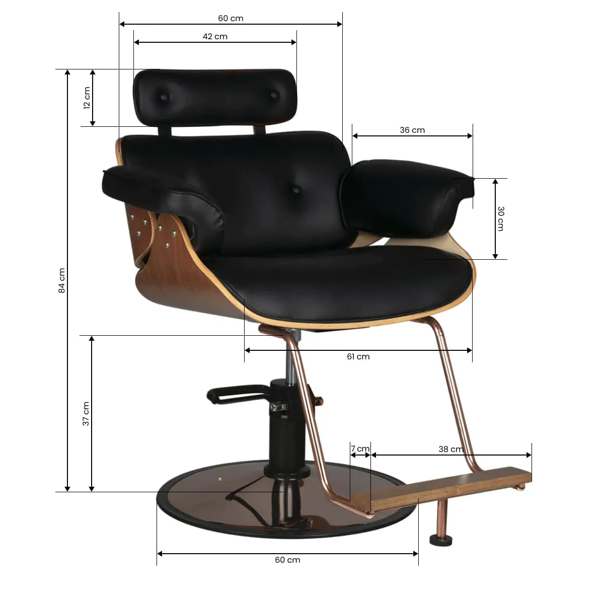 Sillón de peluquería Florencia en madera de nogal