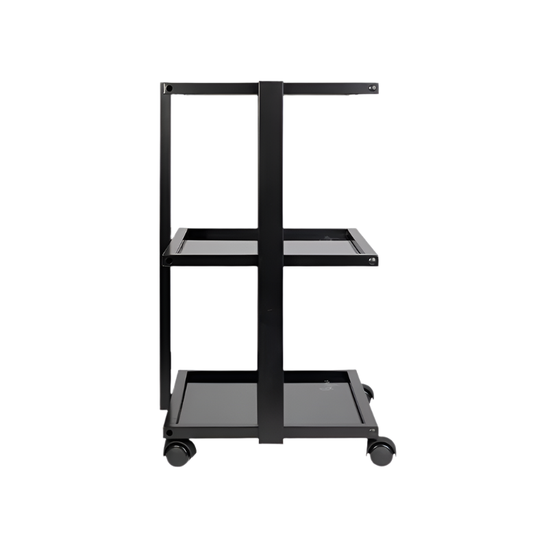 Carrito auxiliar negro Pro Ink con estanterías de cristal