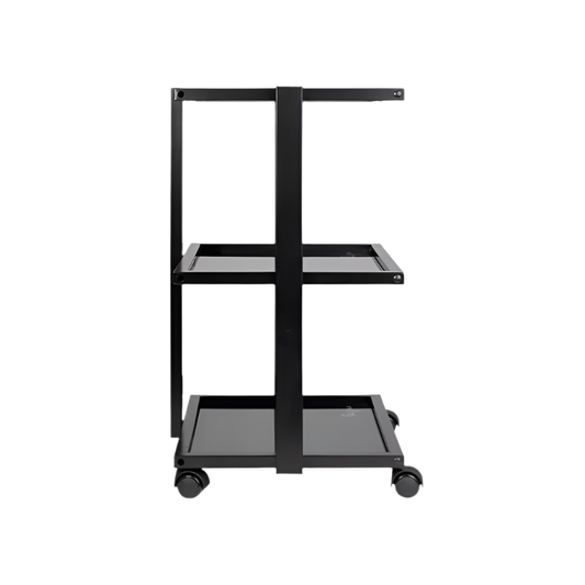 Carrito auxiliar negro Pro Ink con estanterías de cristal