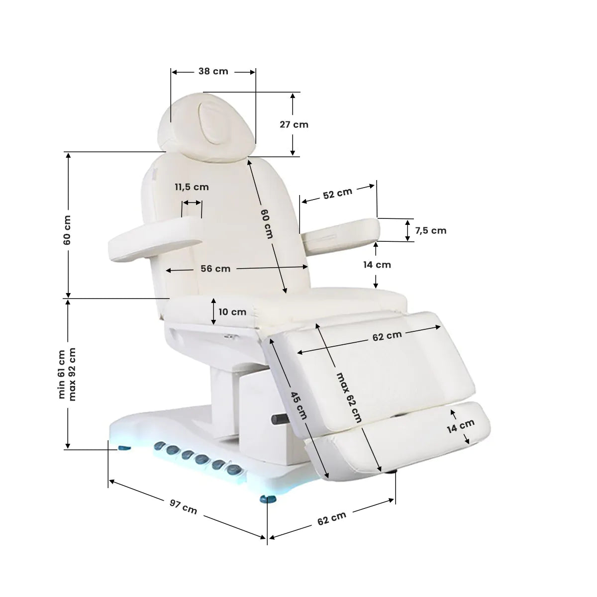 3-motor electric stretcher with heating