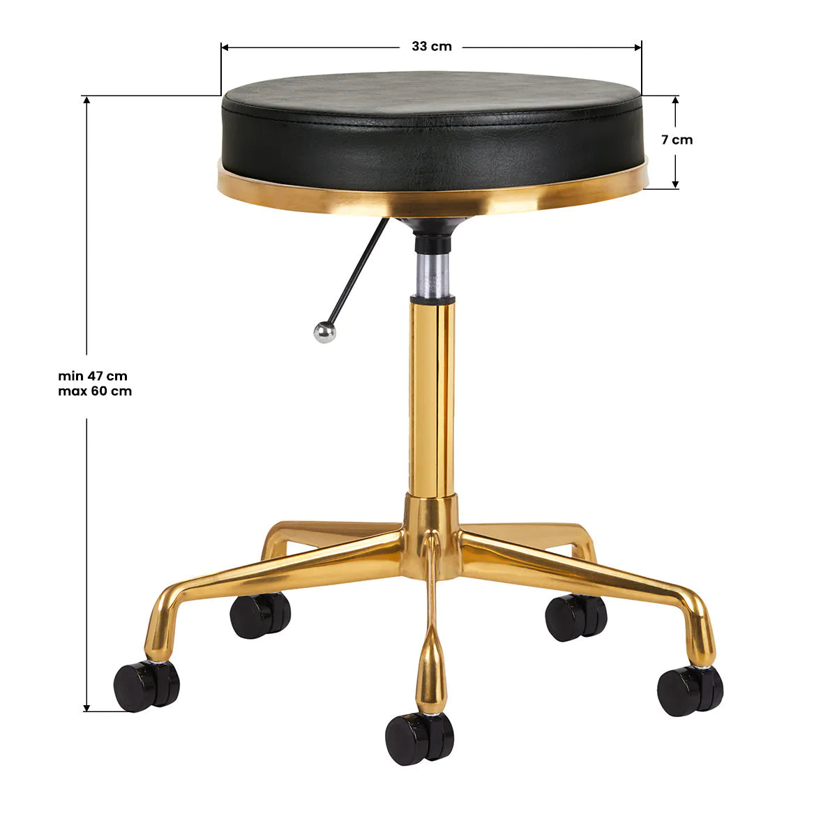Hydraulic stool with gold base