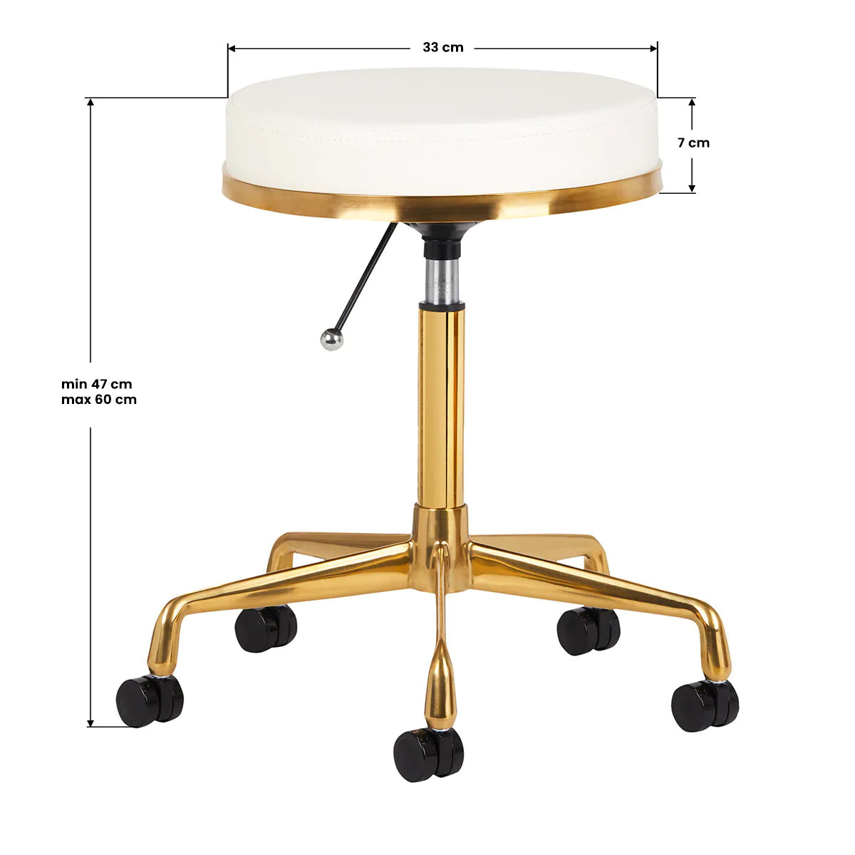 Hydraulic stool with gold base