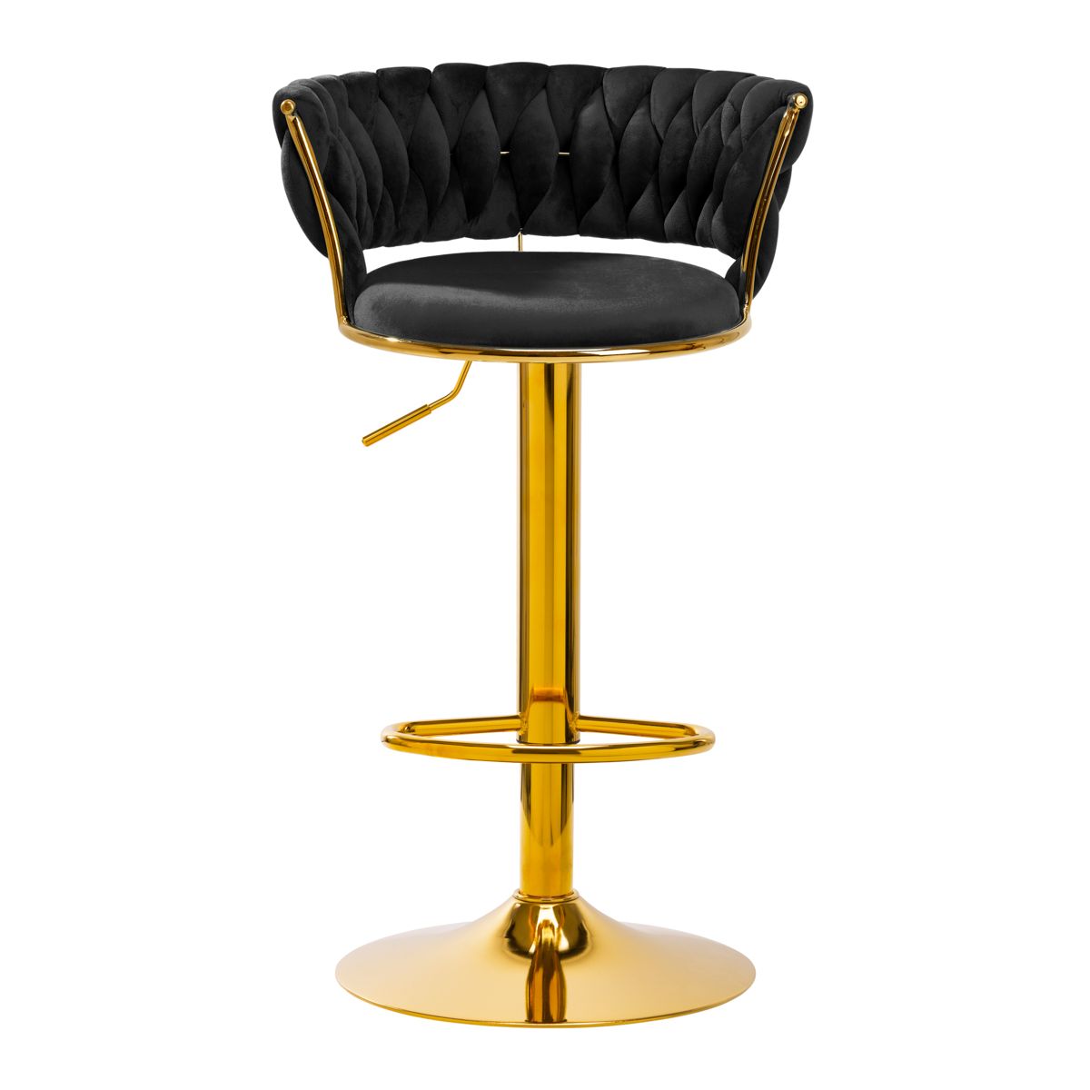 High velvet stool with gold base