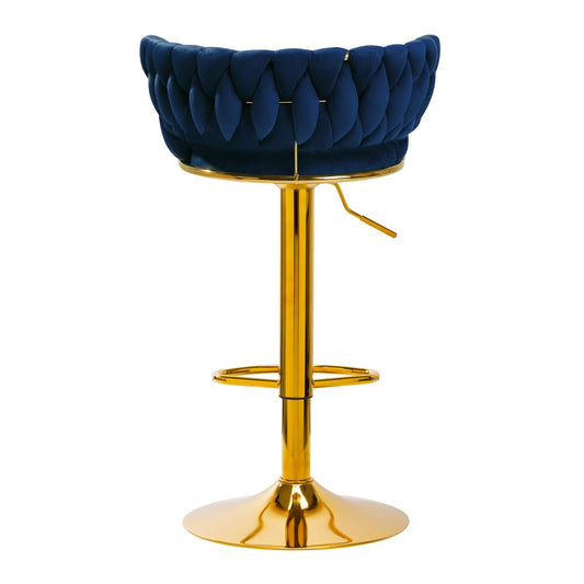 Taburete alto terciopelo con base dorada