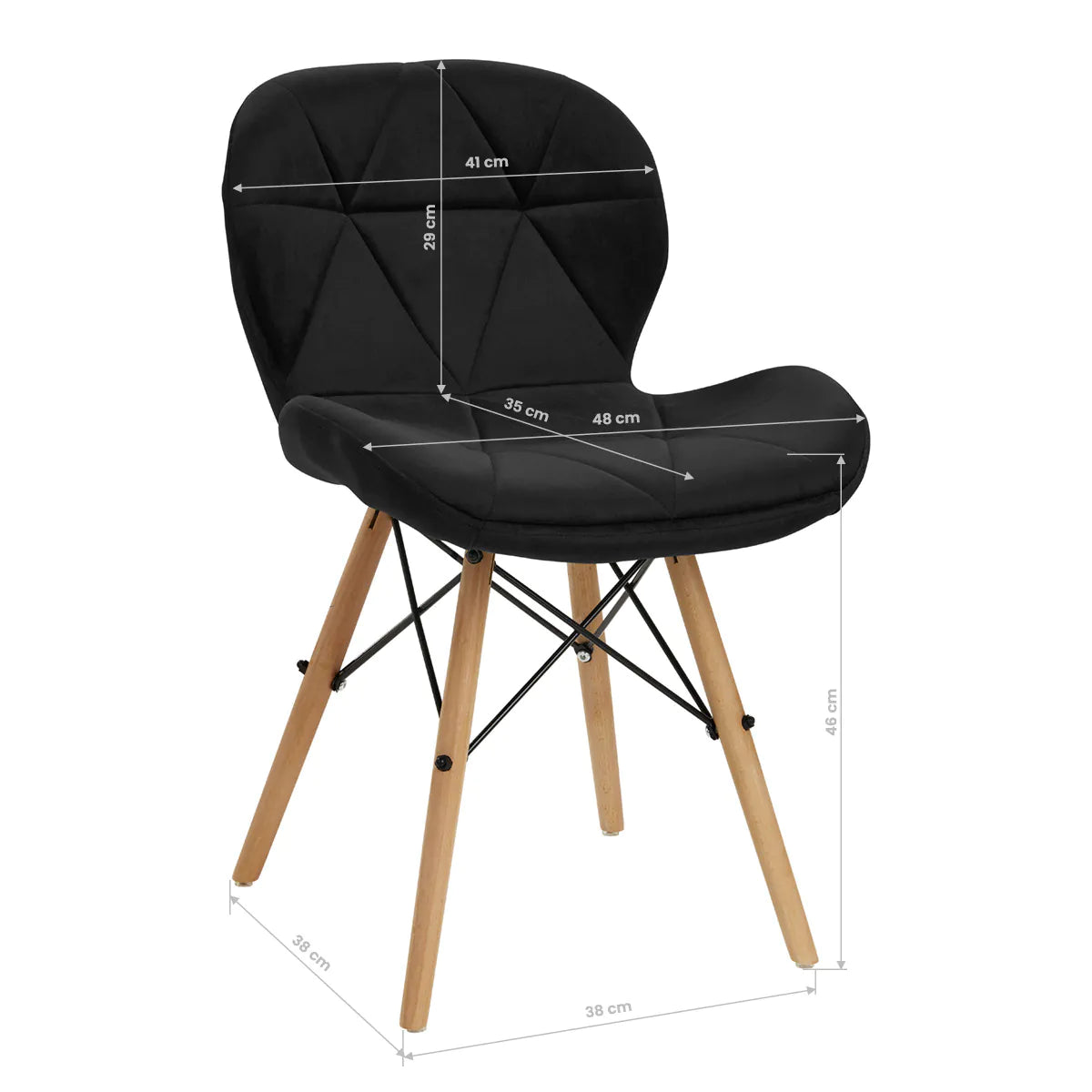 Silla terciopelo con patas de madera y diseño escandinavo