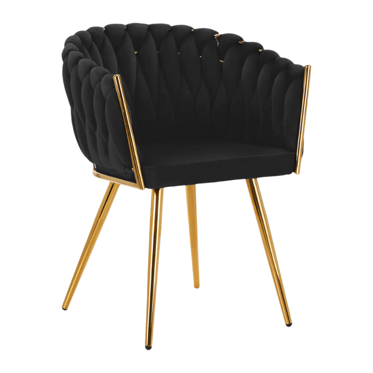 Silla terciopelo negra con patas doradas