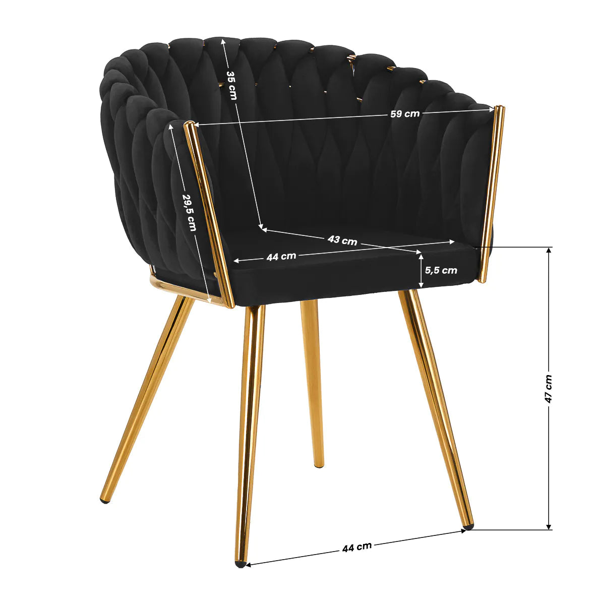 Velvet chair with golden legs