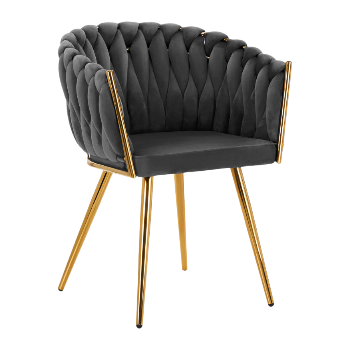 Silla terciopelo gris con patas doradas