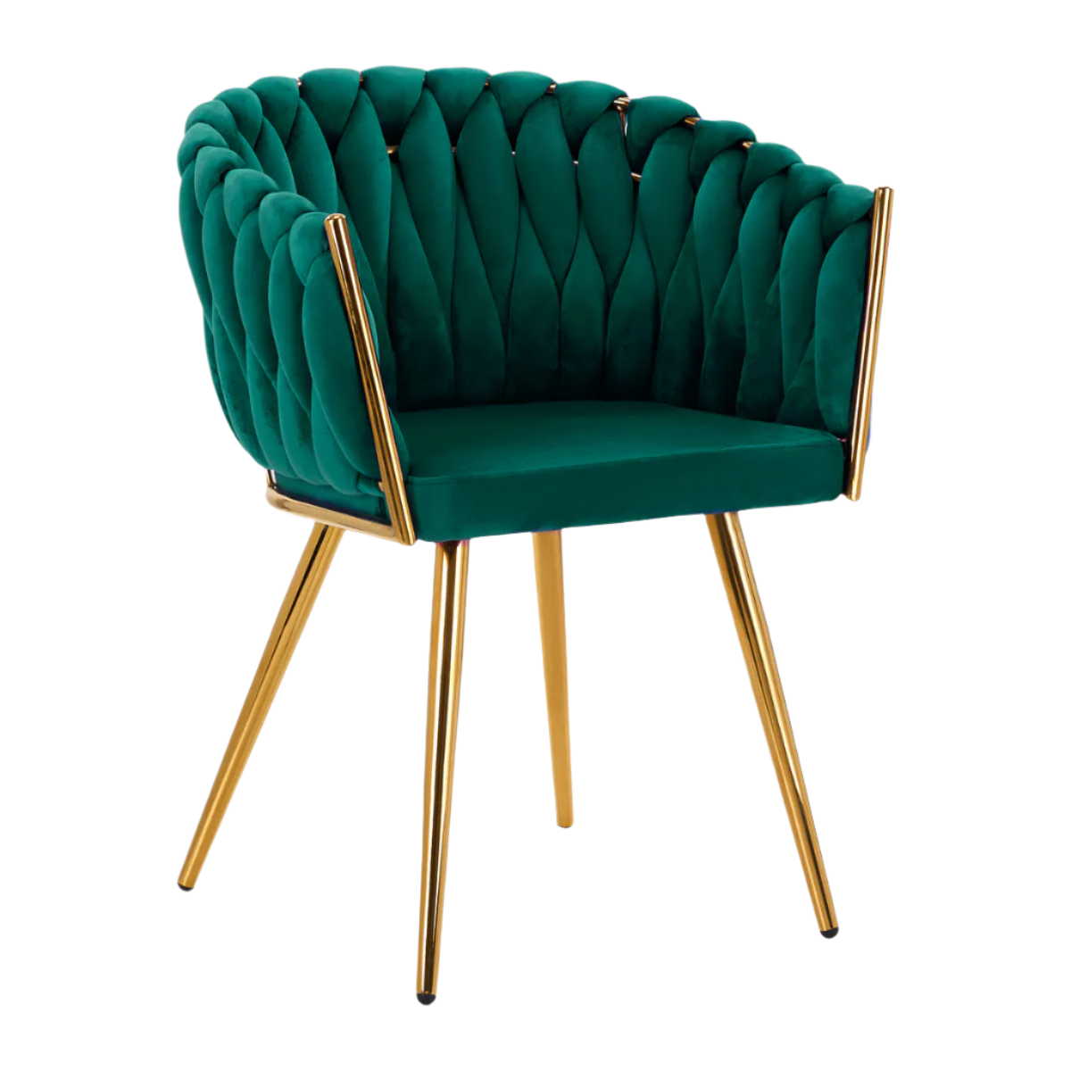 Silla terciopelo verde con patas doradas