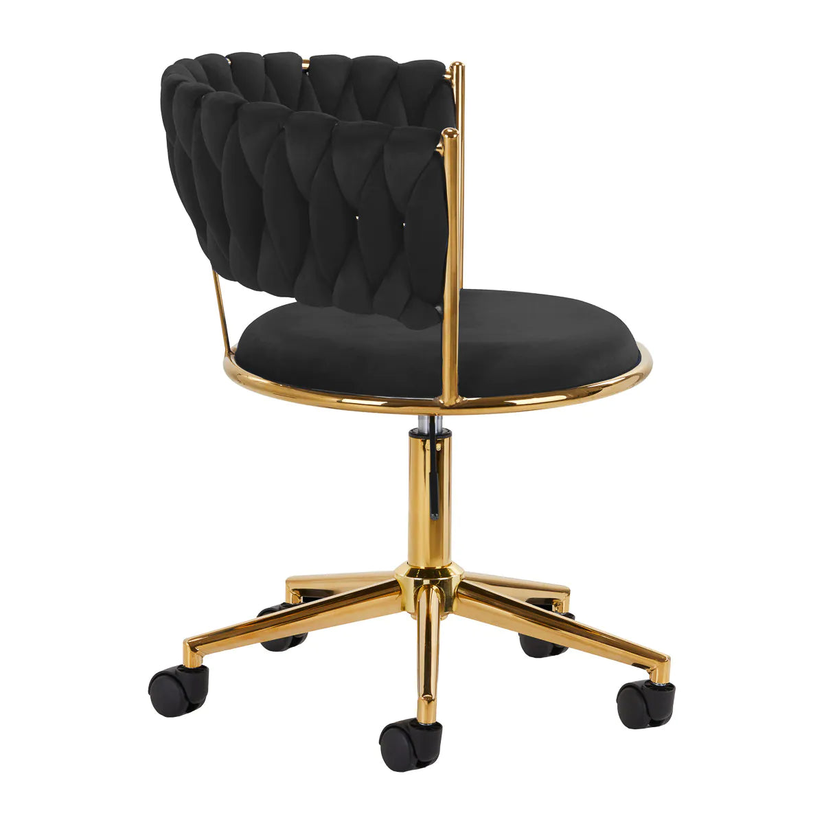 Hydraulic velvet chair with gold backrest and base