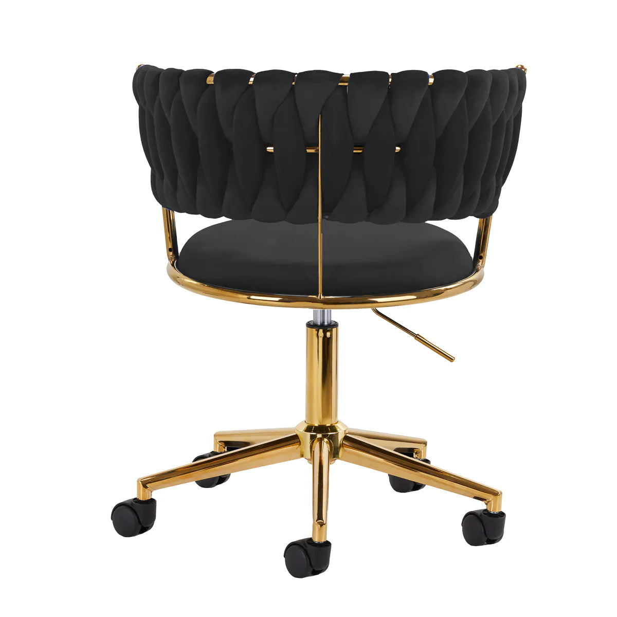 Hydraulic velvet chair with gold backrest and base