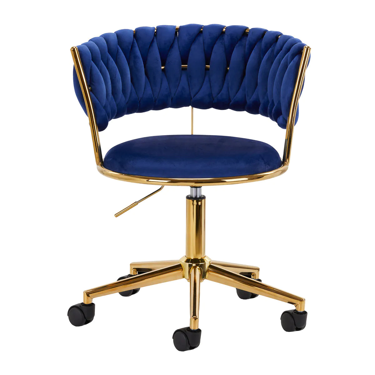 Hydraulic velvet chair with gold backrest and base