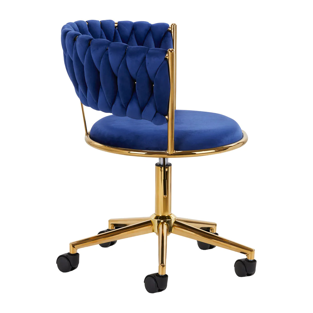 Hydraulic velvet chair with gold backrest and base