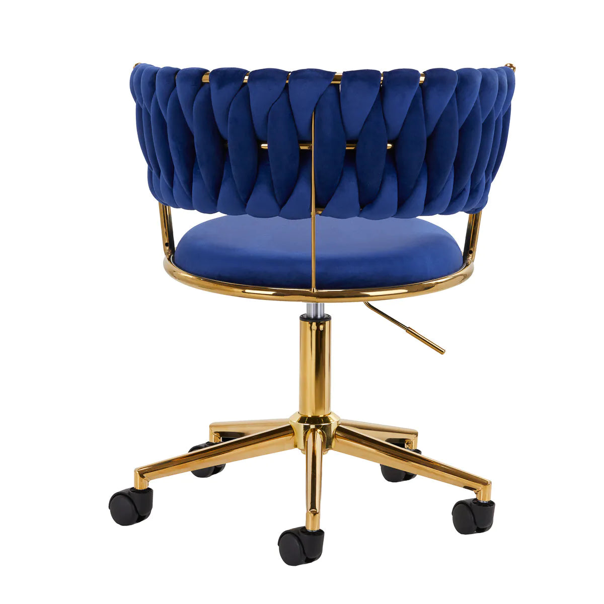 Hydraulic velvet chair with gold backrest and base