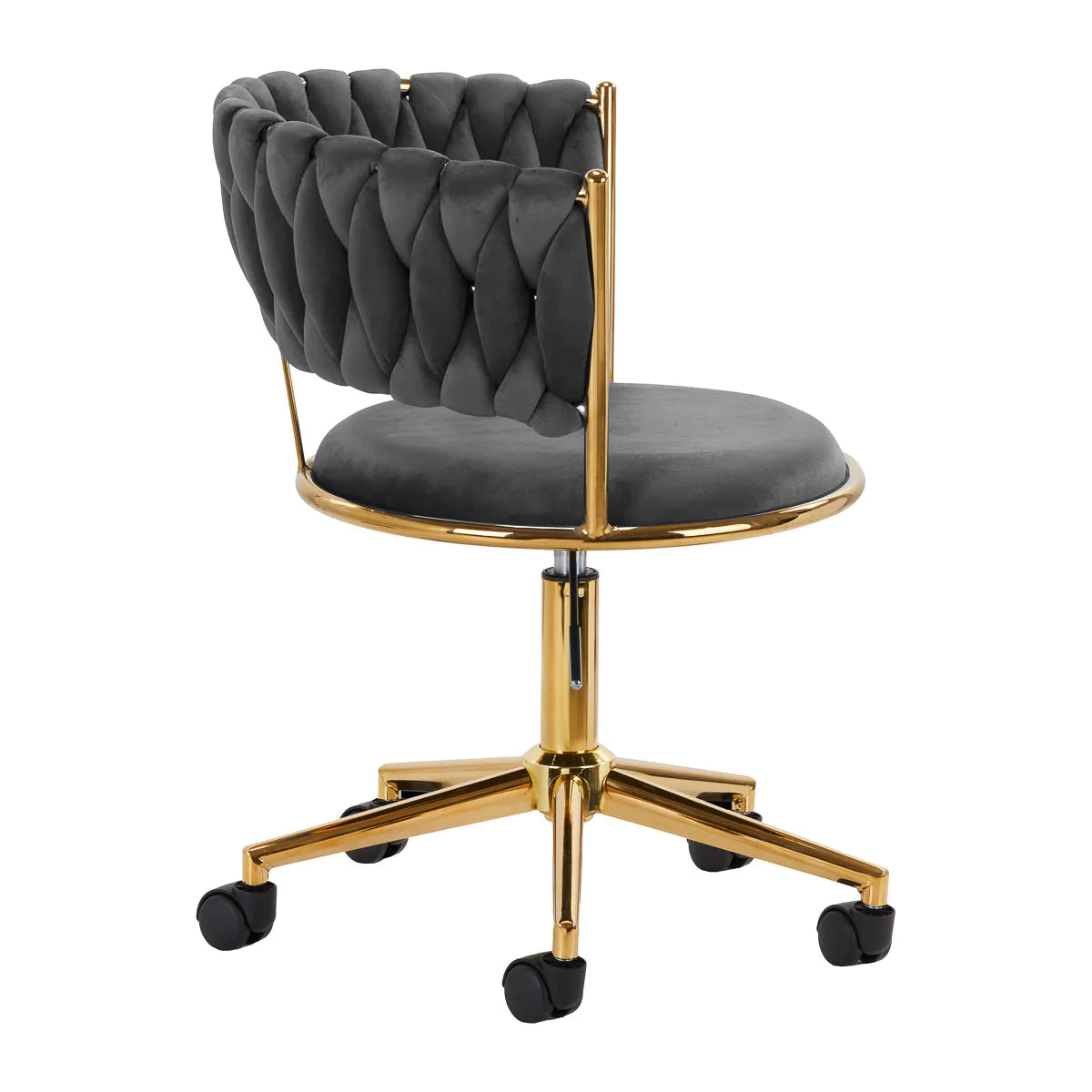 Hydraulic velvet chair with gold backrest and base