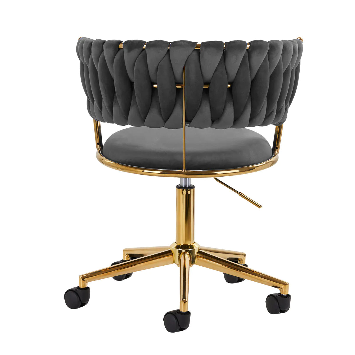 Hydraulic velvet chair with gold backrest and base