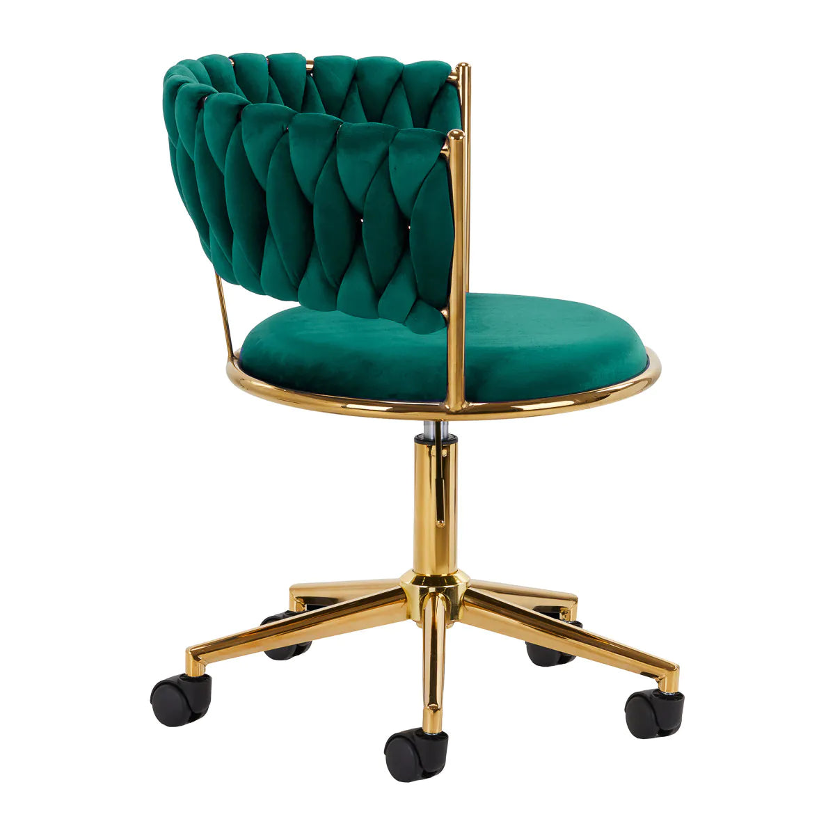 Hydraulic velvet chair with gold backrest and base