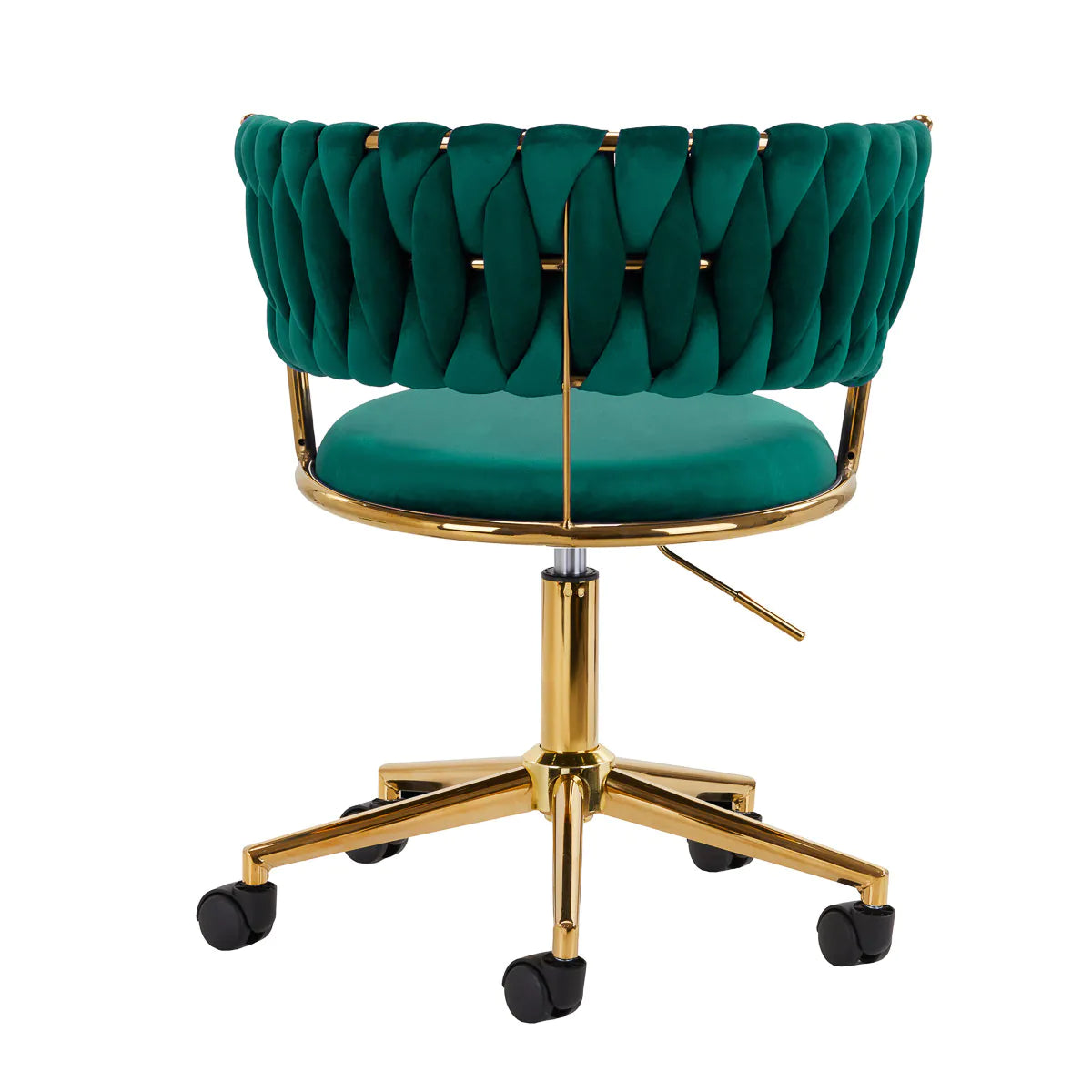 Hydraulic velvet chair with gold backrest and base