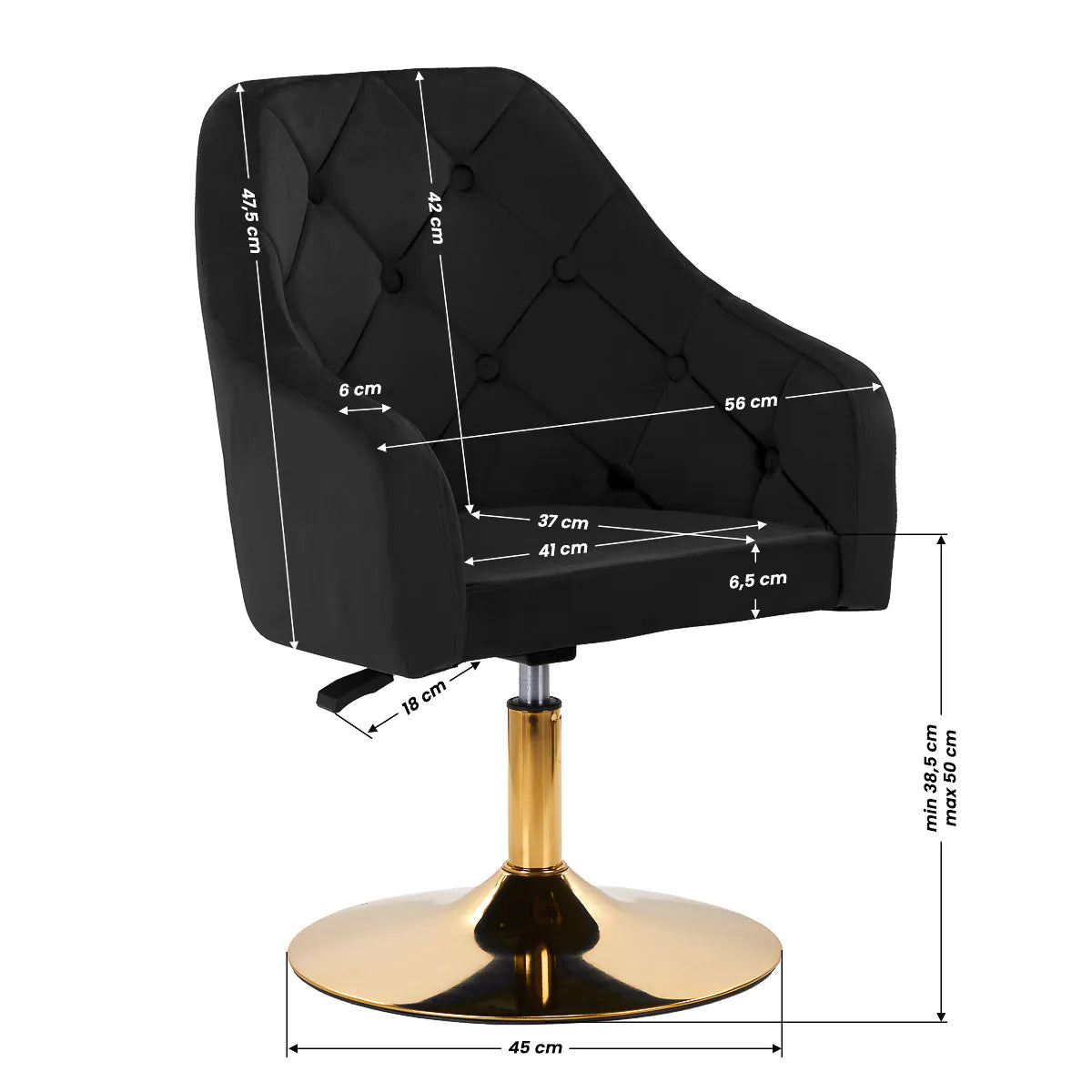 Hydraulic velvet chair with backrest