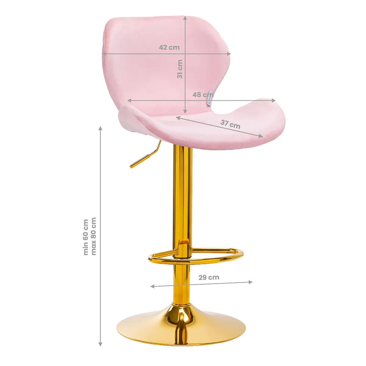 High velvet stool with gold base