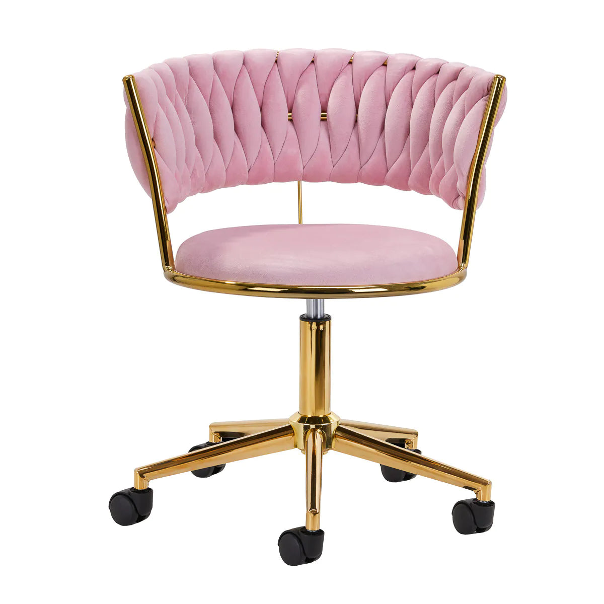 Hydraulic velvet chair with gold backrest and base