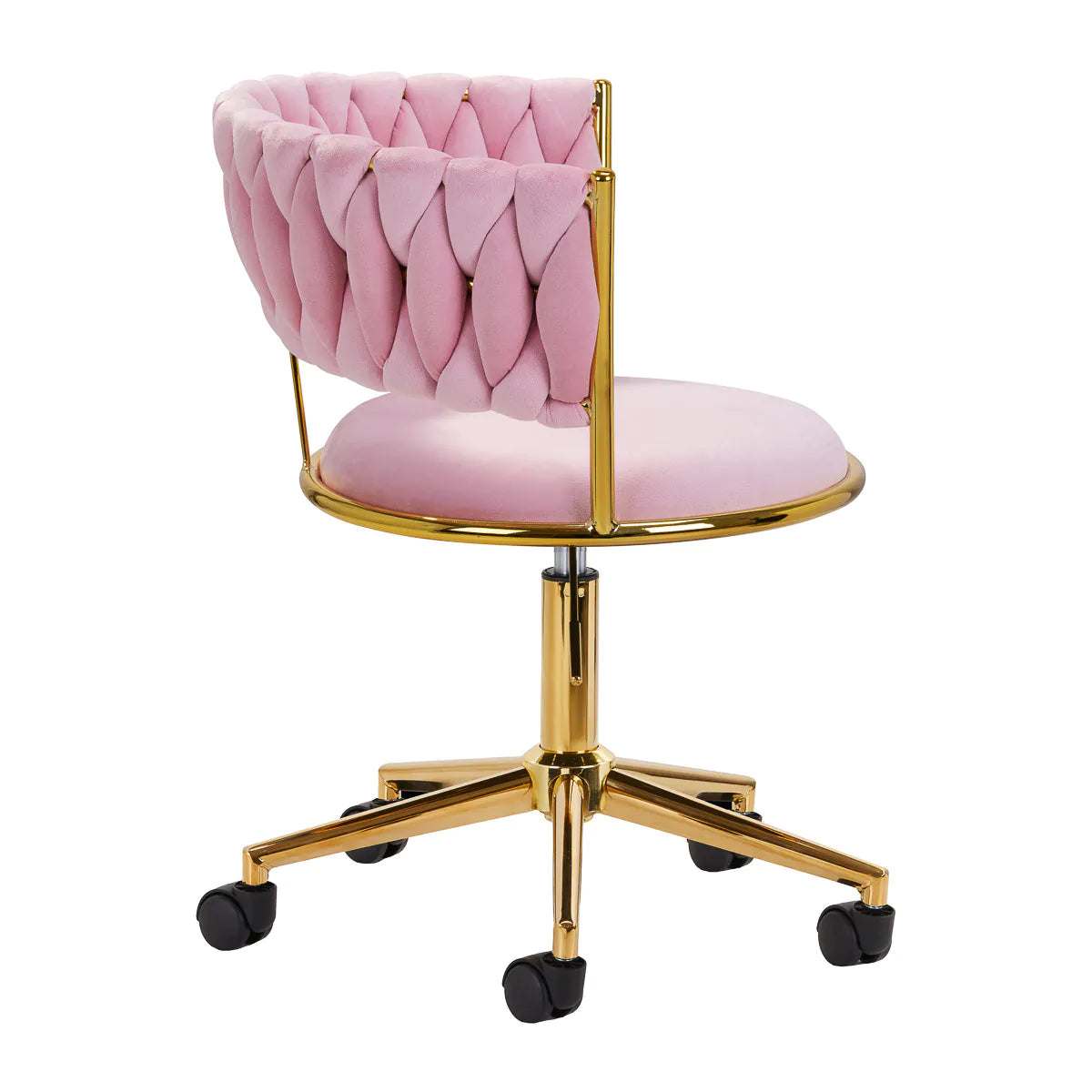 Hydraulic velvet chair with gold backrest and base