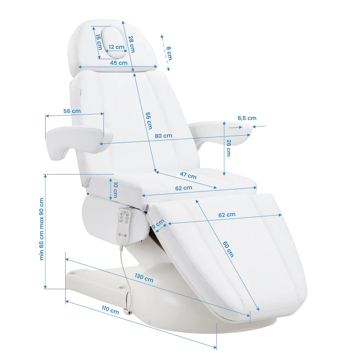 3-motor electric stretcher with heating