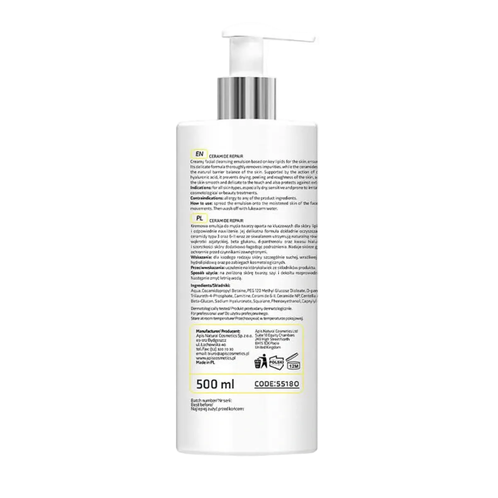 Emulsión Limpiadora Facial Suave con Ceramidas y Beta Glucano Apis Cosmetics