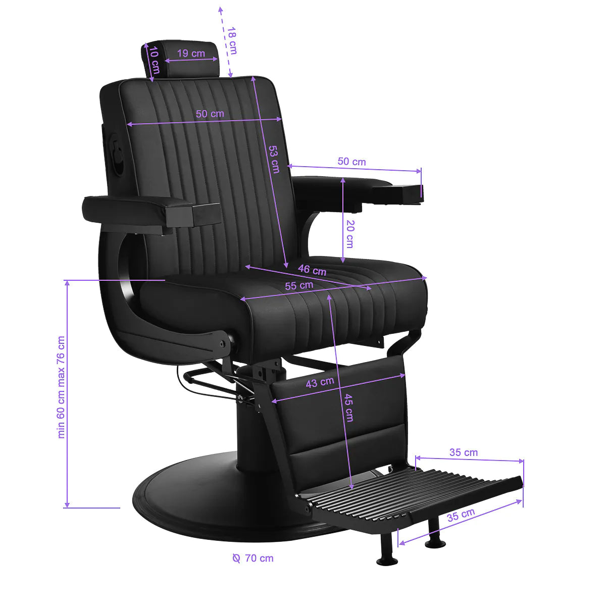 Sillón de barbero profesional Gabbiano Levi negro