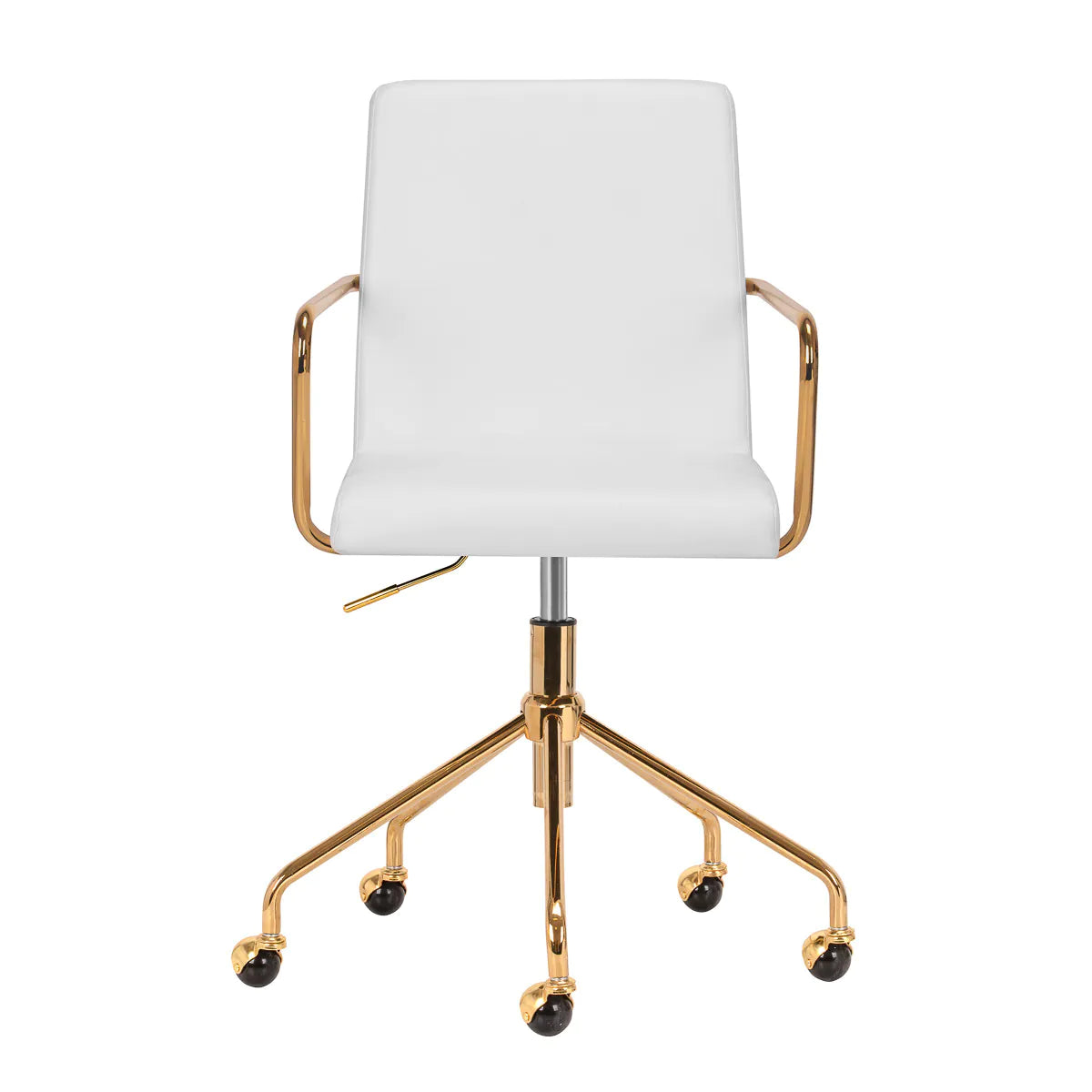 Hydraulic chair with backrest, armrests and gold base