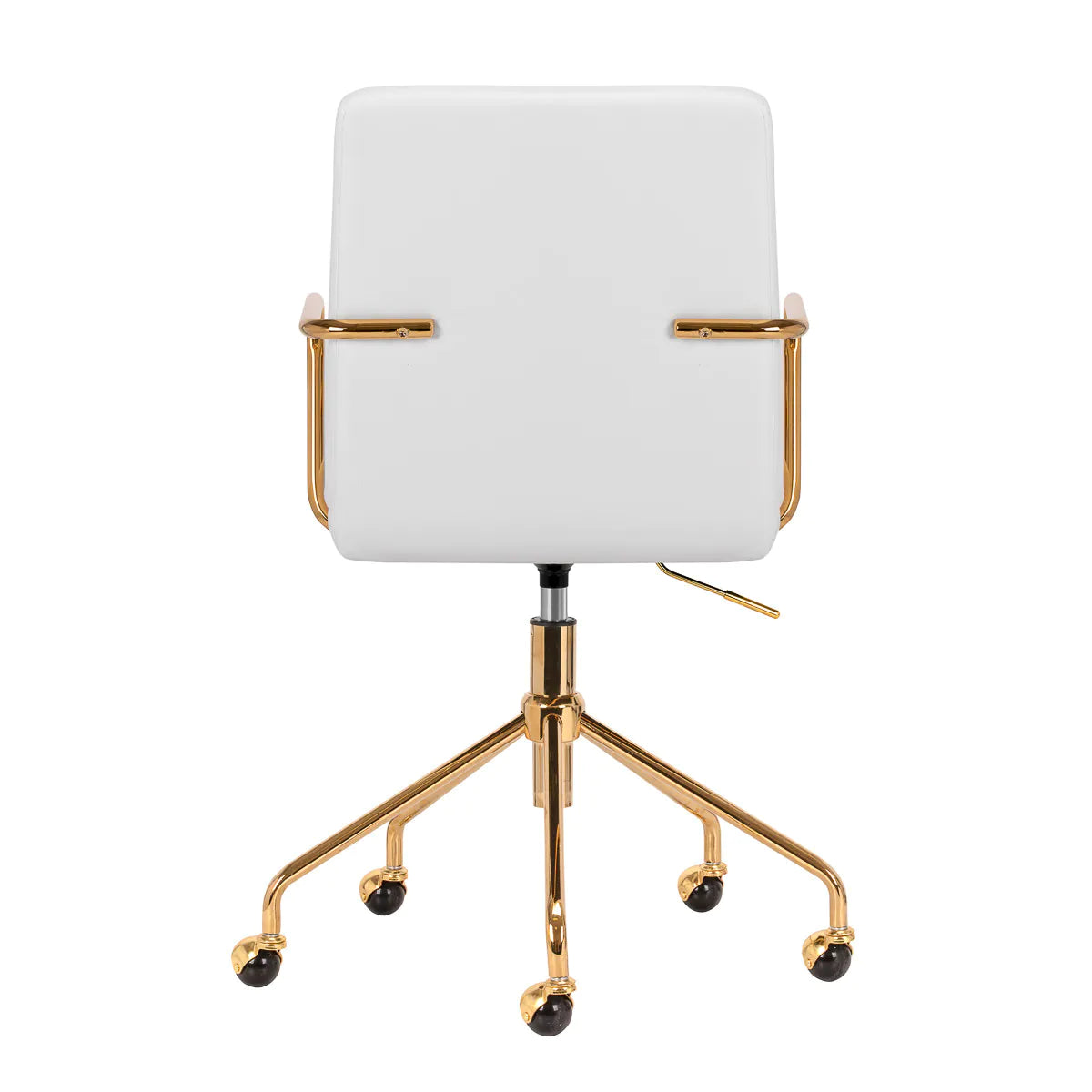 Hydraulic chair with backrest, armrests and gold base