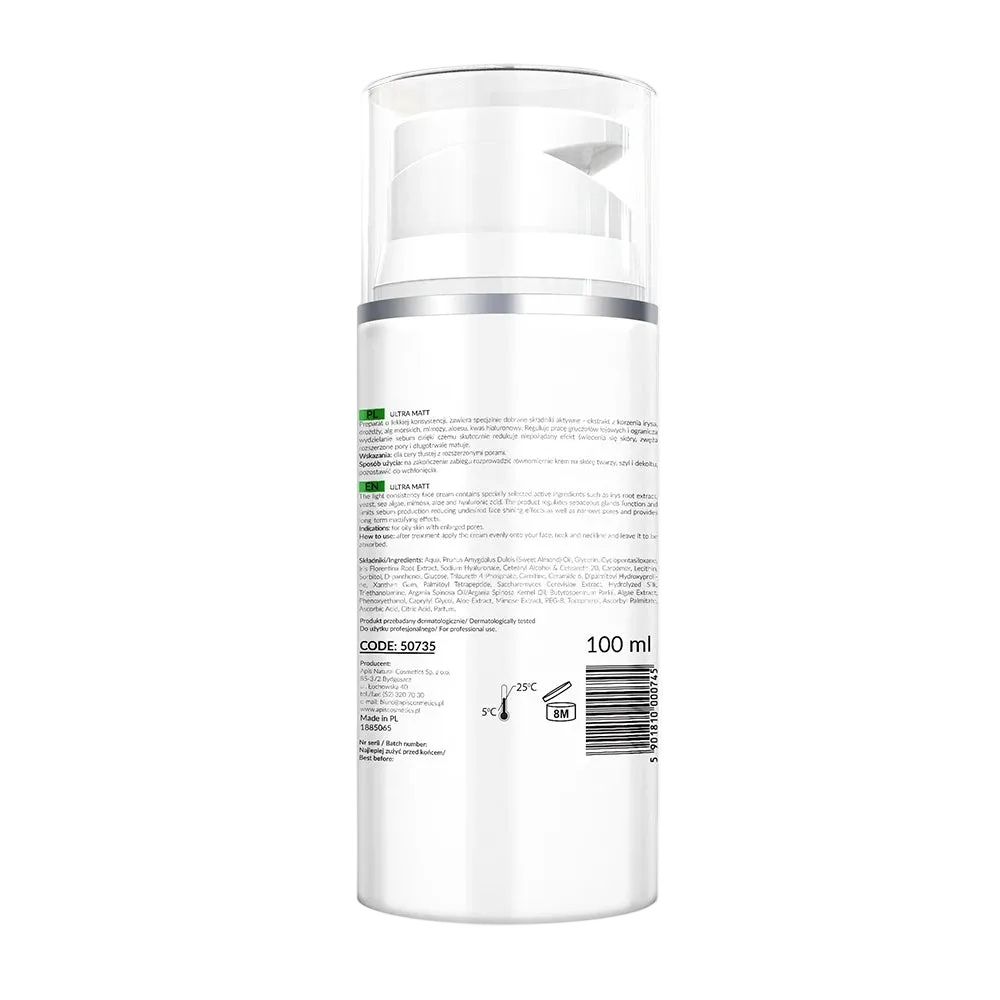 Apis Ultra Matt Crema Matificante con Extracto de Levadura: Tratamiento Seborregulador y Reductor de Poros para Piel Grasa