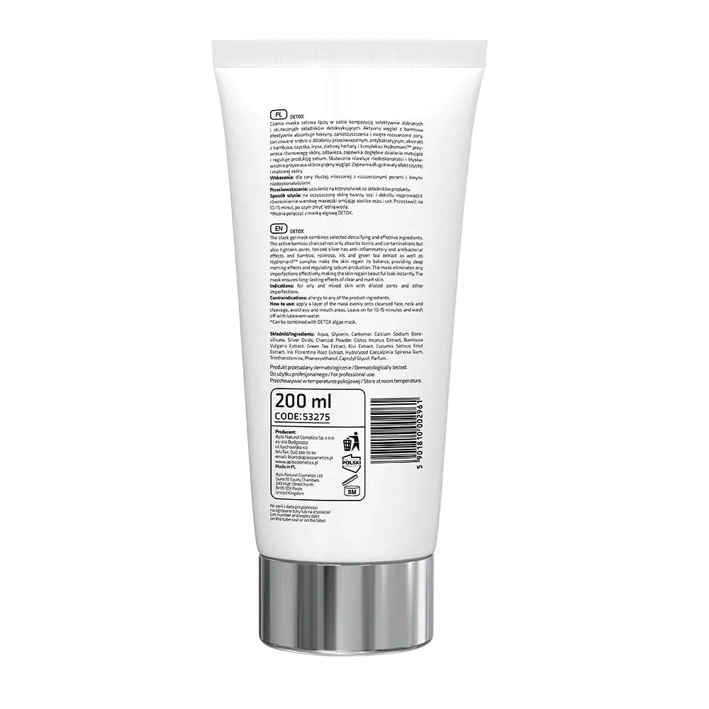 Apis Detox Mascarilla en Gel Desintoxicante: Gel Fluido Purificante con Carbón de Bambú y Plata Ionizada para Pieles Mixtas y Grasas
