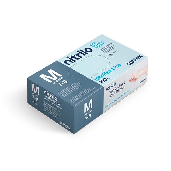 Blue powder-free nitrile gloves, 100 pcs.